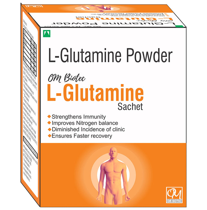 Om Biotec L-Glutamin Powder Sachet (7gm Each) - Classic Derma