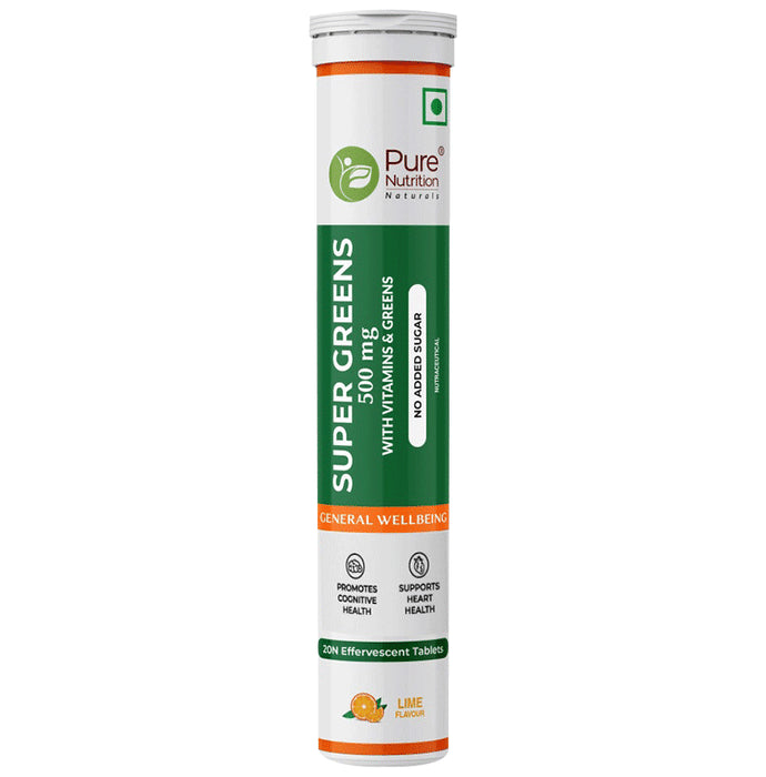 Pure Nutrition Super Greens 500mg Effervescent Tablet Lime - Classic Derma