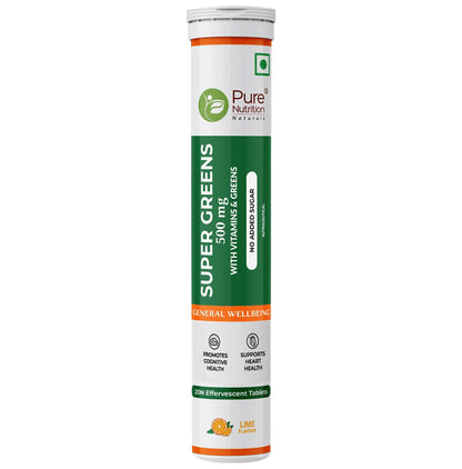 Pure Nutrition Super Greens 500mg Effervescent Tablet Lime - Classic Derma