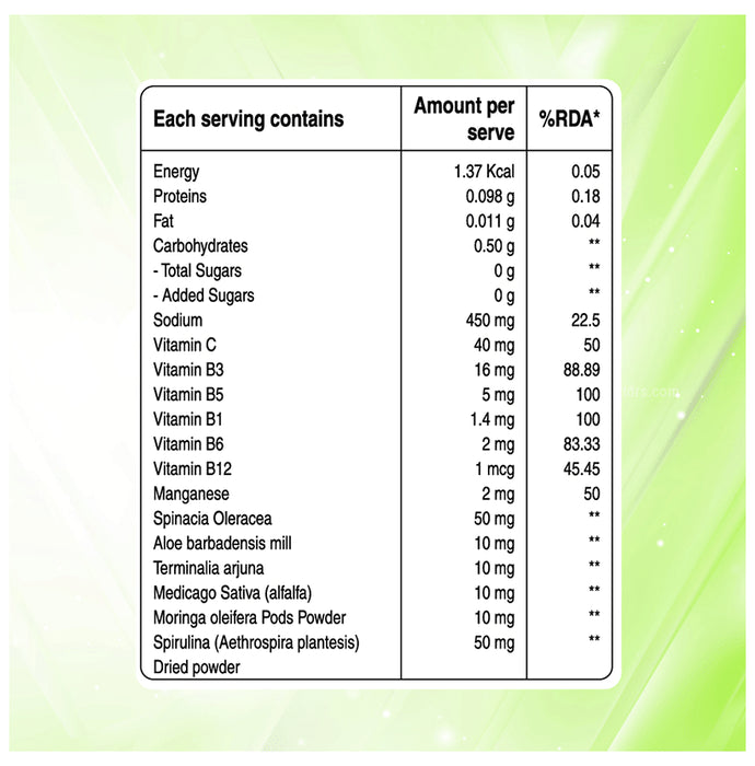 Pure Nutrition Super Greens 500mg Effervescent Tablet Lime