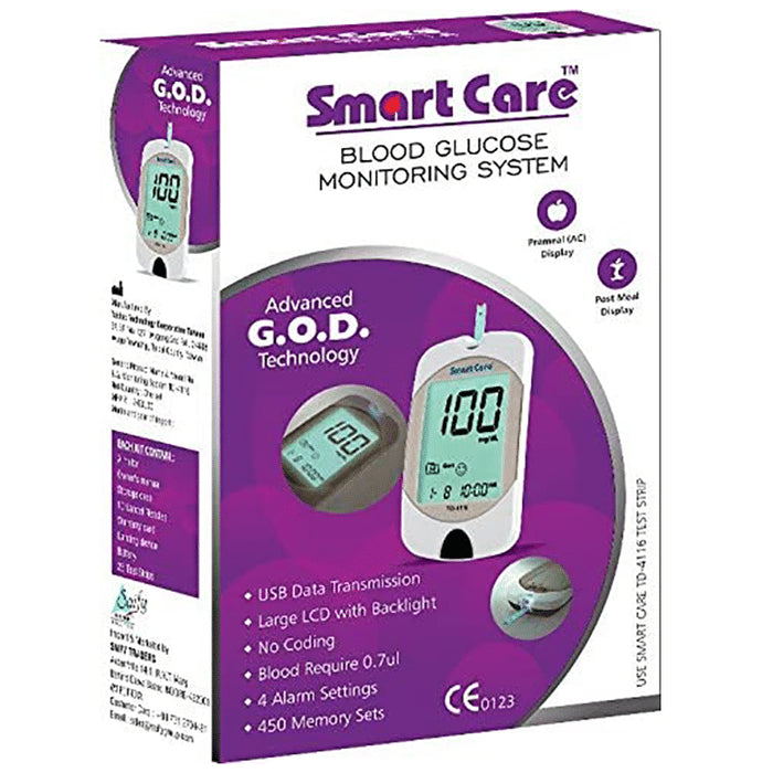 Smart Care Diabetes Glucometer Blood Glucose Testing Kit - Classic Derma