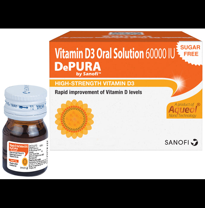 Depura 60000 IU Vitamin D3 Oral Solution | Sugar Free | For Nutritional Support | Bone, Joint & Muscle Care - Classic Derma