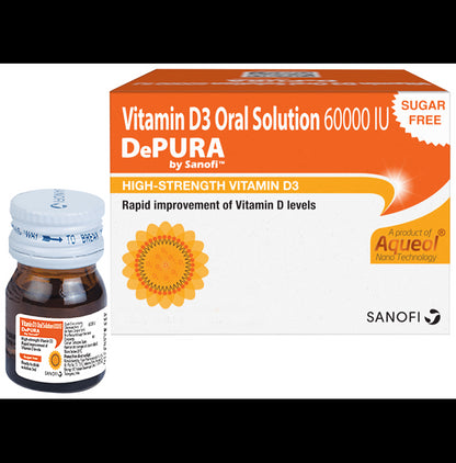 Depura 60000 IU Vitamin D3 Oral Solution | Sugar Free | For Nutritional Support | Bone, Joint & Muscle Care - Classic Derma
