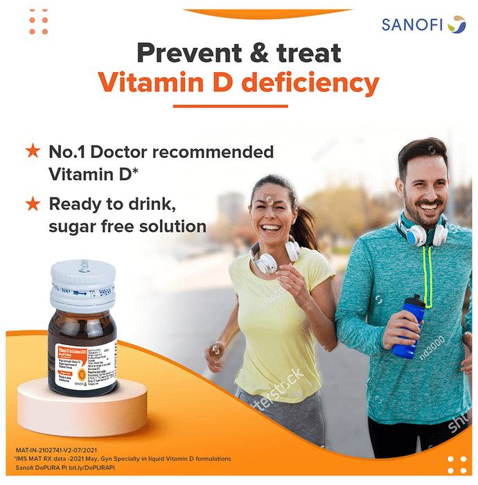 Depura 60000 IU Vitamin D3 Oral Solution | Sugar Free | For Nutritional Support | Bone, Joint & Muscle Care