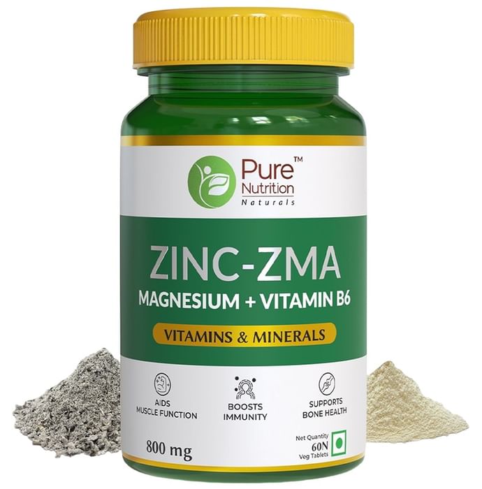Pure Nutrition Zinc-ZMA with Magnesium & Vitamin B6 for Immunity, Bones & Muscles | Veg Tablet - Classic Derma