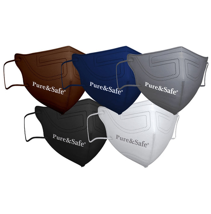 Pure & Safe Kids N95 Mask Black, Blue, Brown, Grey, White - Classic Derma