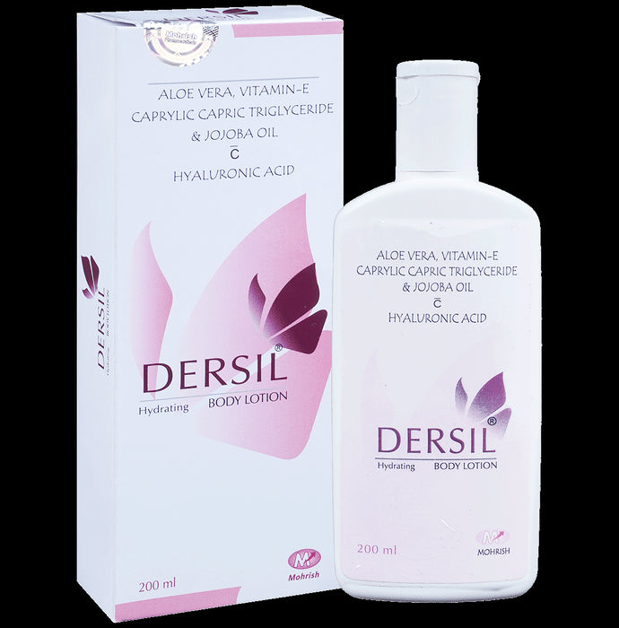 Dersil Hydrating Body Lotion with Aloe Vera, Jojoba Oil, Hyaluronic Acid, Vitamin E & C - Classic Derma