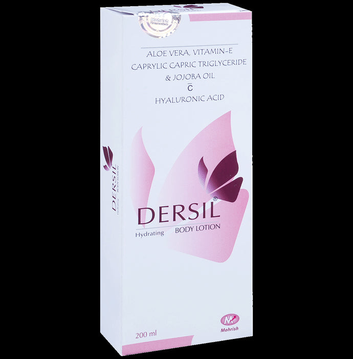 Dersil Hydrating Body Lotion with Aloe Vera, Jojoba Oil, Hyaluronic Acid, Vitamin E & C