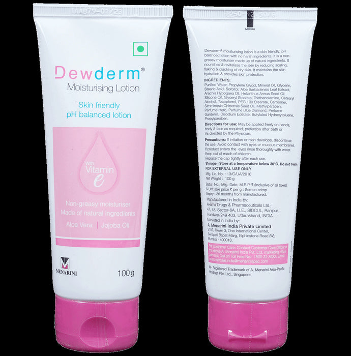 Dewderm Moisturising Lotion with Vitamin E, Aloe Vera & Jojoba Oil | Skin-Friendly & pH-Balanced - Classic Derma