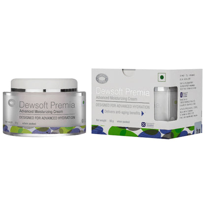 Dewsoft Premia Advanced Moisturising Cream | Non-Comedogenic & Paraben Free Face Care Product | Dermatologically Tested | Derma Care | For Advanced Hydration - Classic Derma