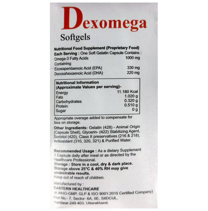 Dexomega Omega 3 Fatty Acids Soft Gelatin Capsule