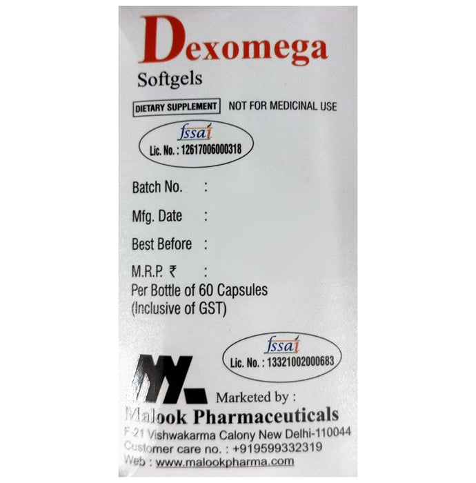 Dexomega Omega 3 Fatty Acids Soft Gelatin Capsule