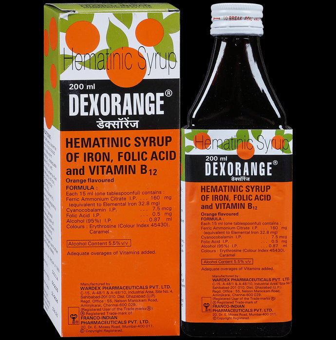 Dexorange Hematinic Syrup with Iron, Folic Acid & Vitamin B12 - Classic Derma