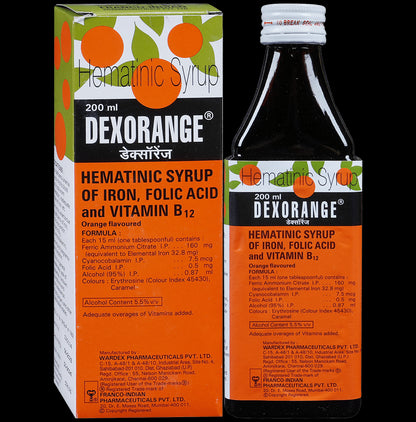 Dexorange Hematinic Syrup with Iron, Folic Acid & Vitamin B12 - Classic Derma