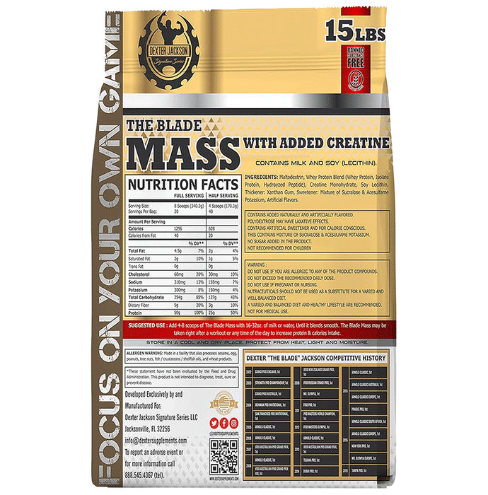 Dexter Jackson The Blade Mass with Added Creatine Powder Rich Chocolate