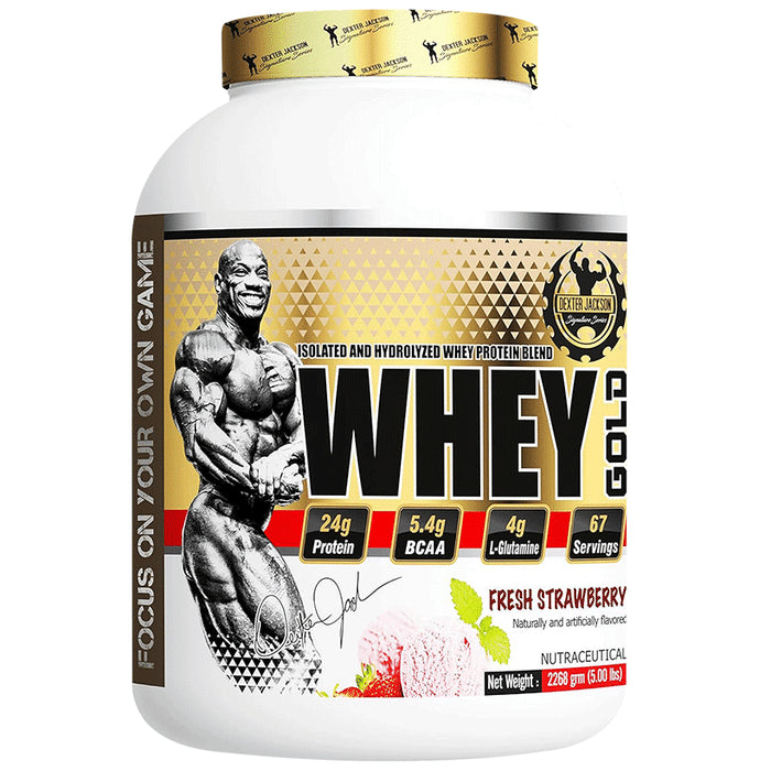 Dexter Jackson Whey Gold Protein Blend Powder Fresh Strawberry - Classic Derma