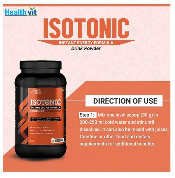 HealthVit Fitness Isotonic Instant Energy Formula Drink Powder Orange