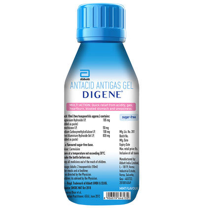Digene Antacid Antigas Gel | For Acidity, Gas, Heartburn & Stomach Care | Flavour Mint