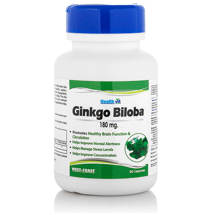 HealthVit Ginkgo Biloba (Supports Memory, Focus & Clarity) 180mg Capsule - Classic Derma