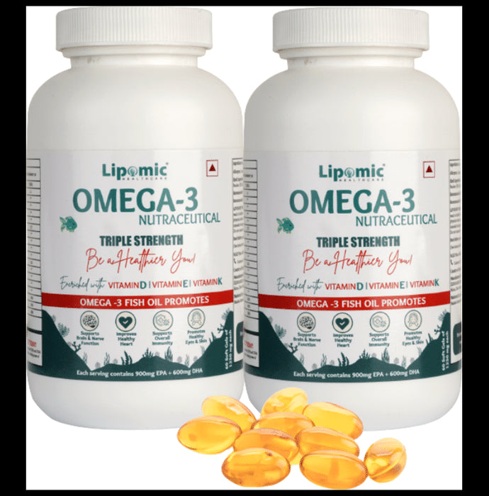 Lipomic Healthcare Omega 3 Fish Oil Triple Strength Softgel (60 Each) - Classic Derma