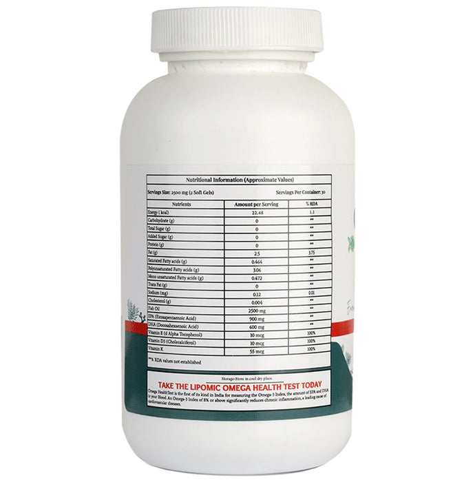 Lipomic Healthcare Omega 3 Fish Oil Triple Strength Softgel (60 Each)