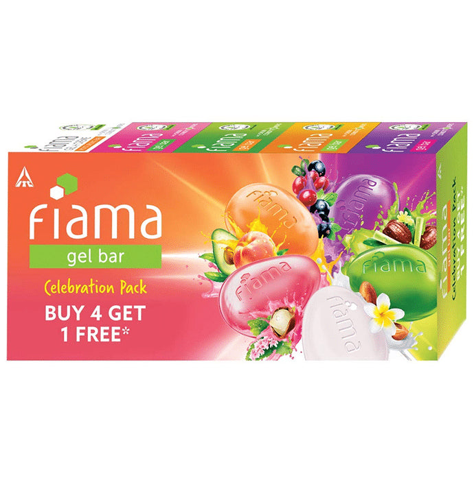 Fiama Gel Bar Celebration Pack | Buy 4 Get 1 Free (125gm Each) - Classic Derma