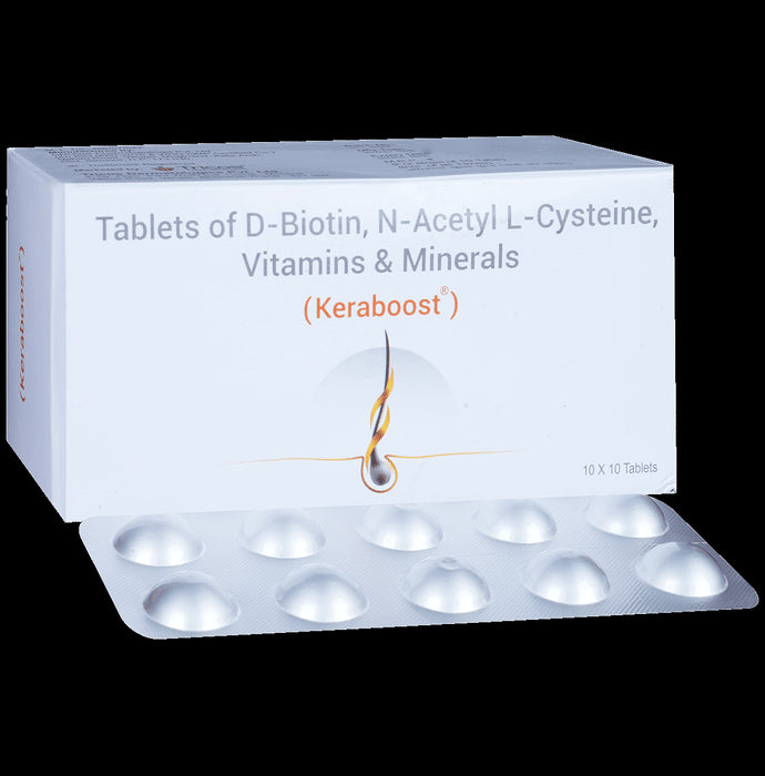 Keraboost Tablet with D-Biotin, N-Acetyl-L-Cysteine, Vitamins & Minerals - Classic Derma