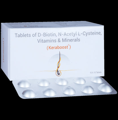 Keraboost Tablet with D-Biotin, N-Acetyl-L-Cysteine, Vitamins & Minerals - Classic Derma