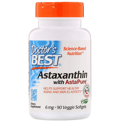 Doctor's Best Astaxanthin with AstaPure 6mg Veggie Softgels | Potent Natural Antioxidant - Classic Derma