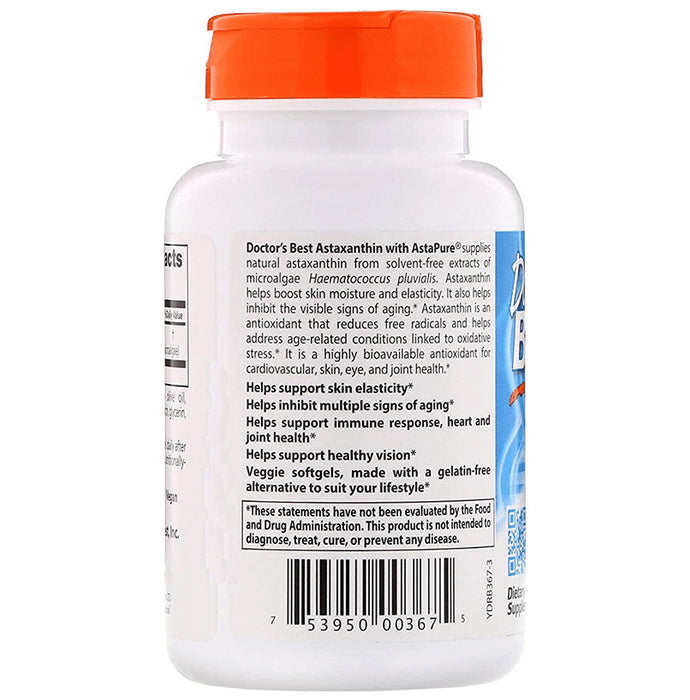Doctor's Best Astaxanthin with AstaPure 6mg Veggie Softgels | Potent Natural Antioxidant