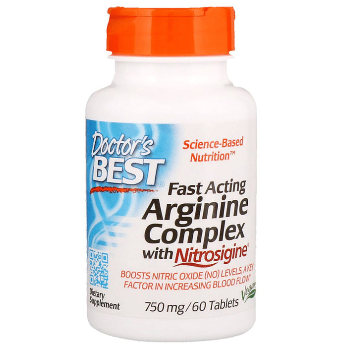 Doctor's Best Fast Acting Arginine Complex with Nitrosigine 750mg Tablet | Boosts Nitric Oxide (NO) Levels & Blood Flow - Classic Derma