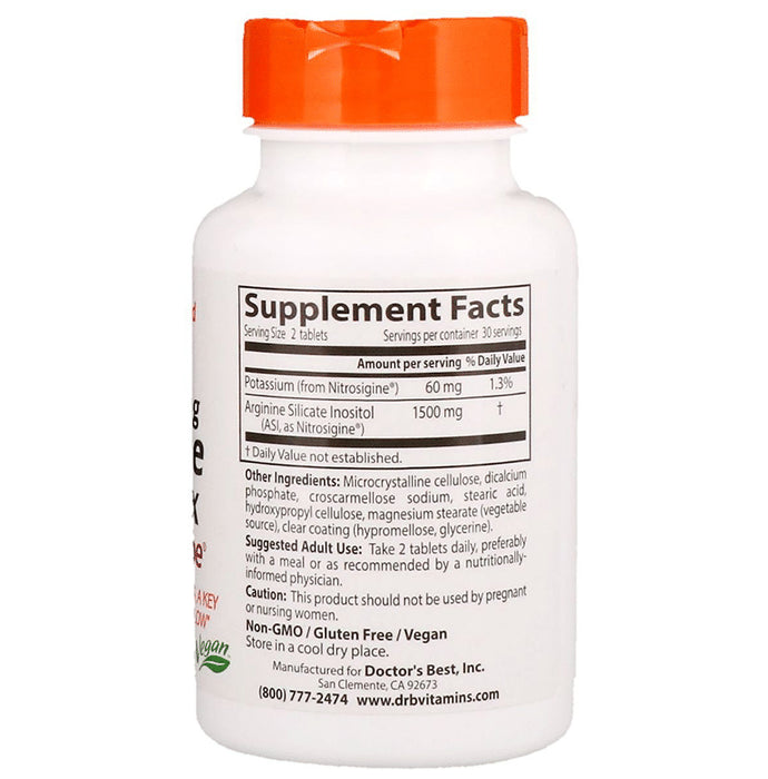 Doctor's Best Fast Acting Arginine Complex with Nitrosigine 750mg Tablet | Boosts Nitric Oxide (NO) Levels & Blood Flow