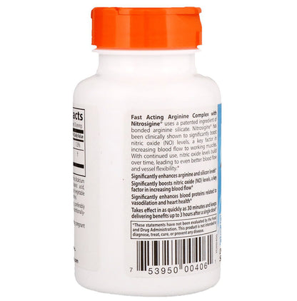 Doctor's Best Fast Acting Arginine Complex with Nitrosigine 750mg Tablet | Boosts Nitric Oxide (NO) Levels & Blood Flow