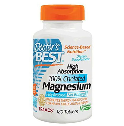 Doctor's Best High Absorption 100% Chelated Magnesium Tablet | For Heart, Circulation, Brain & Energy - Classic Derma
