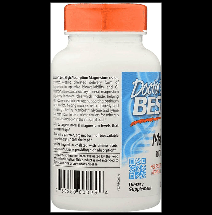 Doctor's Best High Absorption 100% Chelated Magnesium Tablet | For Heart, Circulation, Brain & Energy