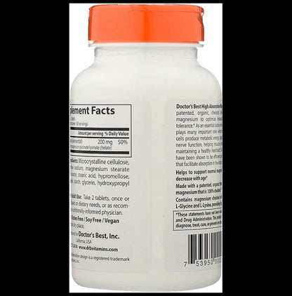 Doctor's Best High Absorption 100% Chelated Magnesium Tablet | For Heart, Circulation, Brain & Energy