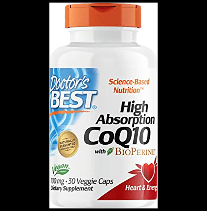 Doctor's Best High Absorption CoQ10 with Bioperine 100mg Veggie Caps | For Heart & Energy - Classic Derma
