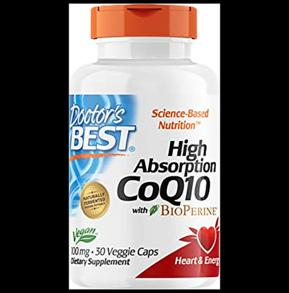 Doctor's Best High Absorption CoQ10 with Bioperine 100mg Veggie Caps | For Heart & Energy - Classic Derma