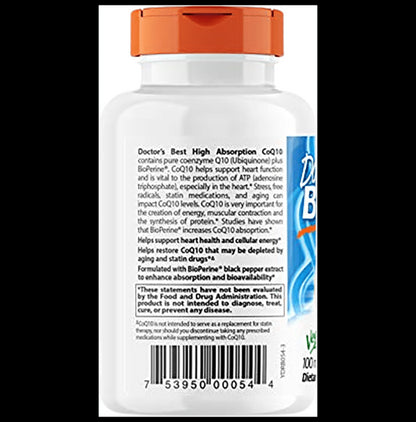 Doctor's Best High Absorption CoQ10 with Bioperine 100mg Veggie Caps | For Heart & Energy