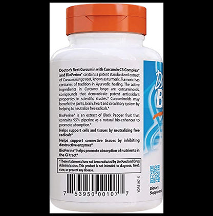 Doctor's Best High Absorption Curcumin C3 Complex and Bioperine 500mg Capsule