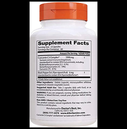 Doctor's Best High Absorption Curcumin C3 Complex and Bioperine 500mg Capsule