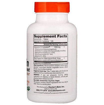 Doctor's Best High Absorption Curcumin C3 from Turmeric Root and Bioperine | Tablet for Healthy Joints