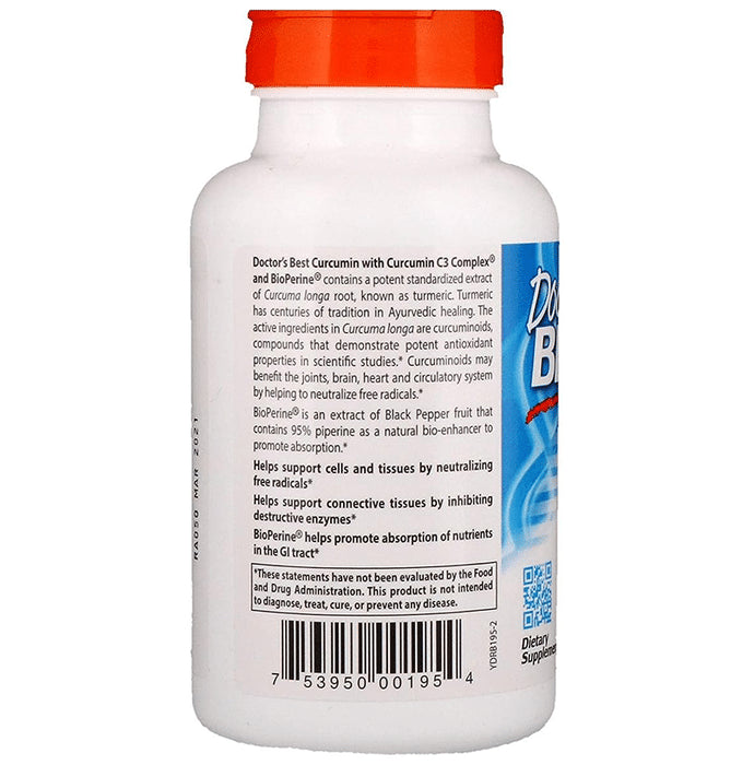 Doctor's Best High Absorption Curcumin from Turmeric Root 500mg Capsule | For Joint Health