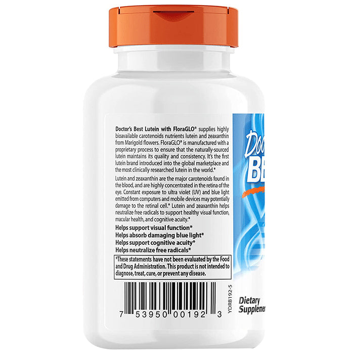 Doctor's Best Lutein with FloraGlo Lutein 20mg Softgels | Supports Visual Function & Neutralises Free Radicals
