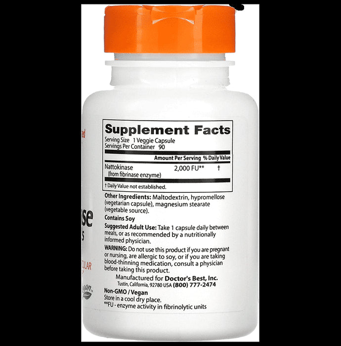 Doctor's Best Nattokinase 2000FUs Veggie Caps | For Cardiovascular & Circulatory Health Support