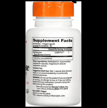 Doctor's Best Nattokinase 2000FUs Veggie Caps | For Cardiovascular & Circulatory Health Support