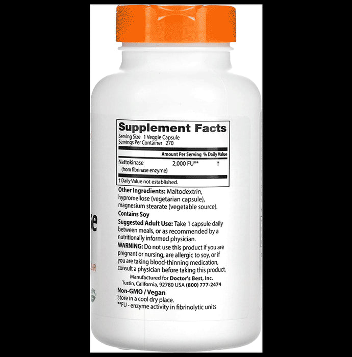 Doctor's Best Nattokinase 2000FUs Veggie Caps | For Cardiovascular & Circulatory Health Support