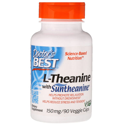 Doctor's Best Suntheanine L-Theanine 150mg Veggie Caps for Relaxation | Reduces Stress & Tension - Classic Derma