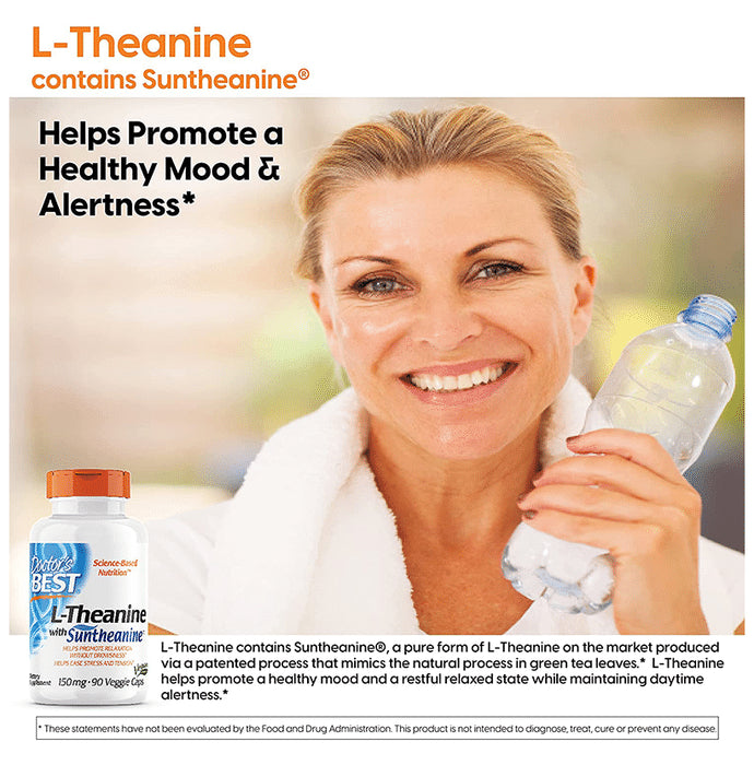 Doctor's Best Suntheanine L-Theanine 150mg Veggie Caps for Relaxation | Reduces Stress & Tension