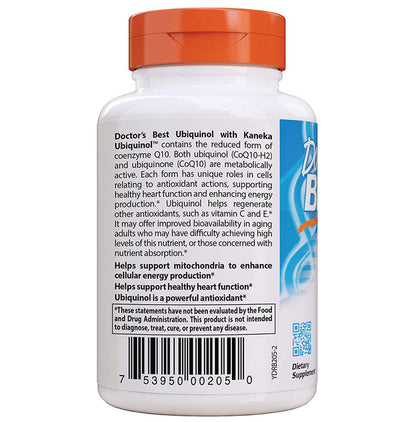 Doctor's Best Ubiquinol (Reduced CoQ10) with Kaneka | Softgel for Energy & Heart Health